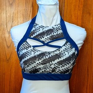 The Chestee Barbella Kandace S reversible peacock  keyhole front halter lift bra